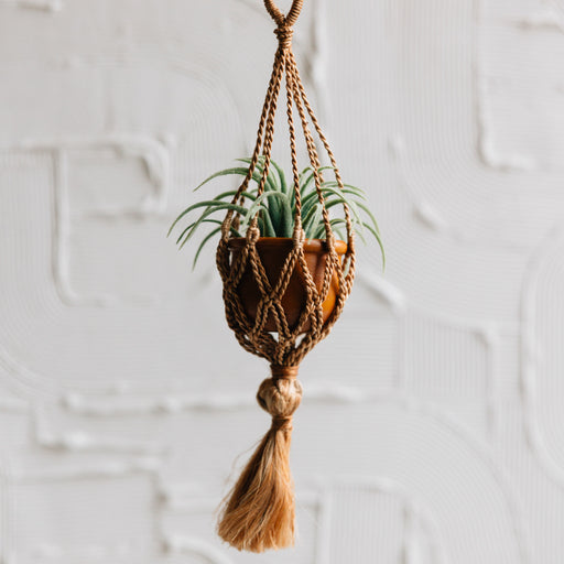 mini plant hanger macrame Neeka Mini Macrame Hanging Planter - Terracotta — Ten Thousand Villages