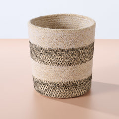 Dorakata Stitched Jute Basket - 6.5"H
