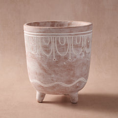 Jibana Etched Terracotta Planter - 7.5"D