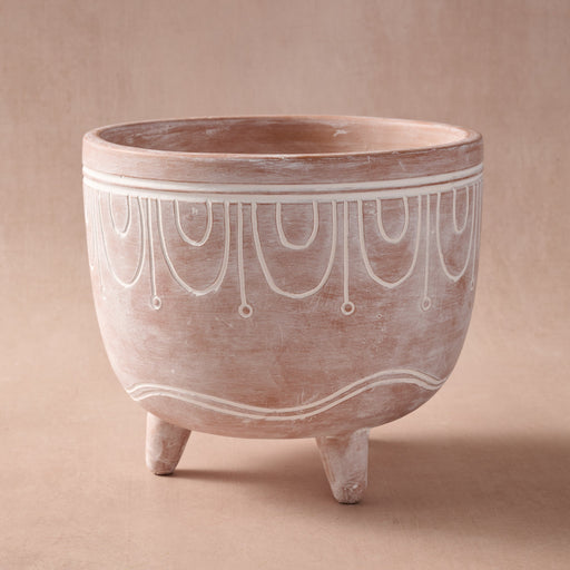 Jibana Etched Terracotta Planter - 8.5"D
