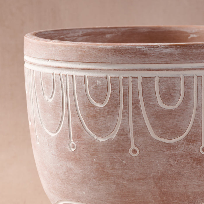 Jibana Etched Terracotta Planter - 8.5"D 3
