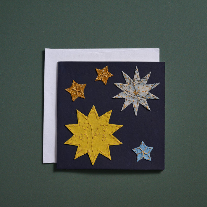 Kantha Stitched Stars Card 1