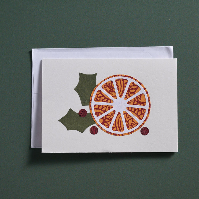 Block Print Orange Slice Card 1