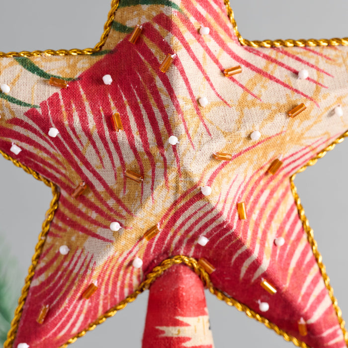 Upcycled Assorted Sari Star Tree Topper 3