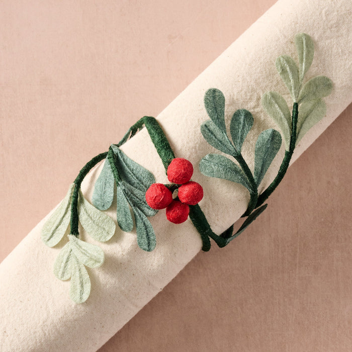 Ullasa Holly SIlk Paper Napkin Rings - Set of 2 3