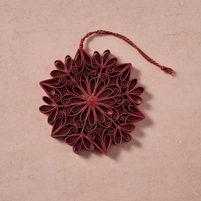 Kula Quilled Snowflake Ornament - Burgundy 2
