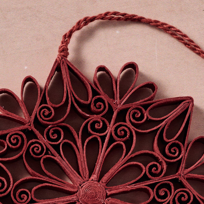 Kula Quilled Snowflake Ornament - Burgundy 3