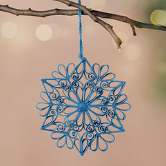 Kula Quilled Snowflake Ornament - Blue