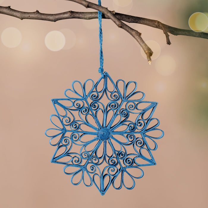 Kula Quilled Snowflake Ornament - Blue 1