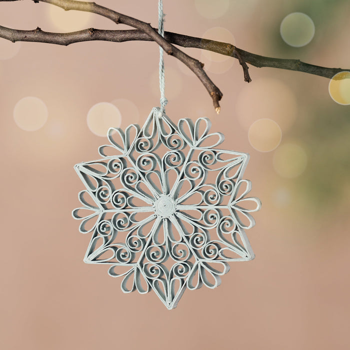 Kula Quilled Snowflake Ornament - Silver 1