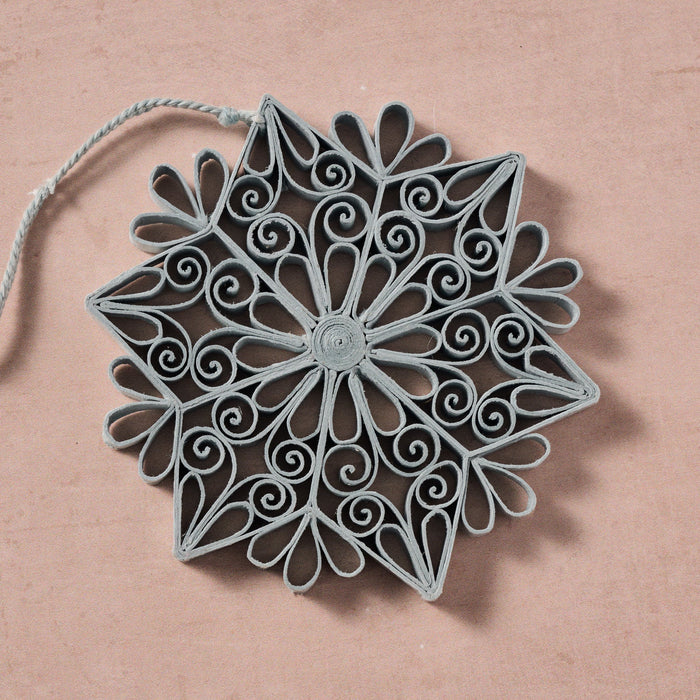 Kula Quilled Snowflake Ornament - Silver 2