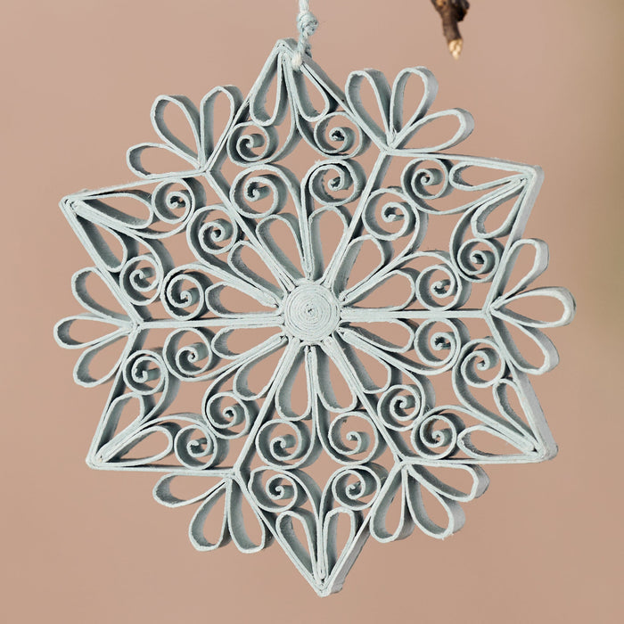 Kula Quilled Snowflake Ornament - Silver 3