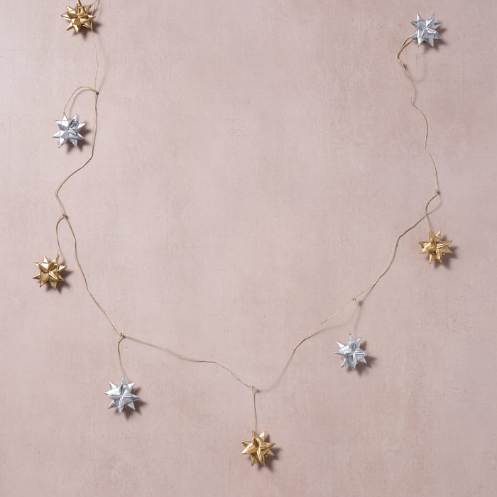 Veda Silver + Gold Metallic Star Palm Leaf Garland 3
