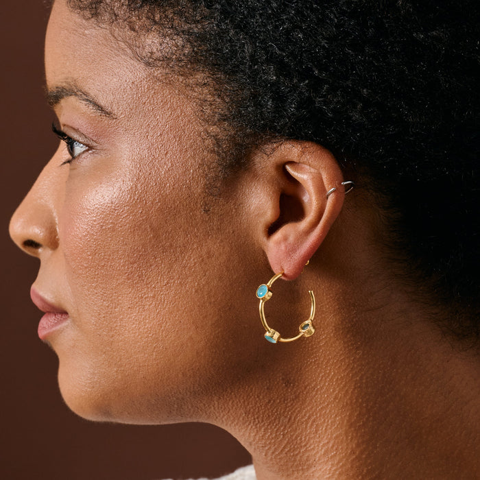 Mira Chalcendony Hoop Earrings 1