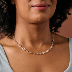 Sanvi Silver Tone Link Necklace