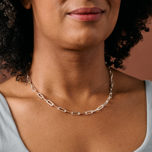 Sanvi Silver Tone Link Necklace