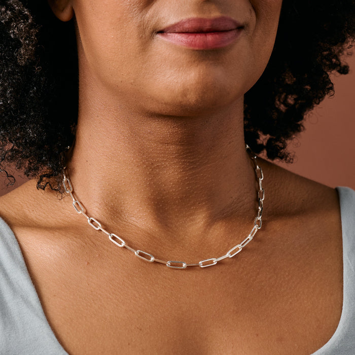 Sanvi Silver Tone Link Necklace 1