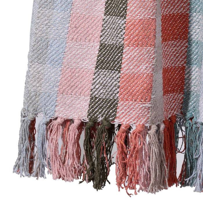 Naya Recycled Cotton Blanket - Red, Light Blue 3