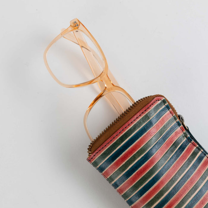 Shanti Striped Zip Leather Eyeglass Case 2