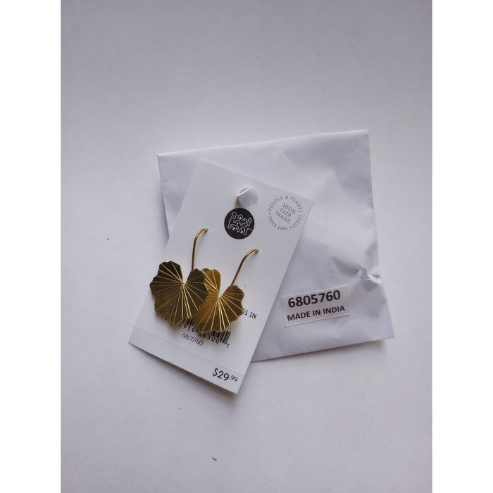 Lotus Leaf Drop Earrings in Brass 5