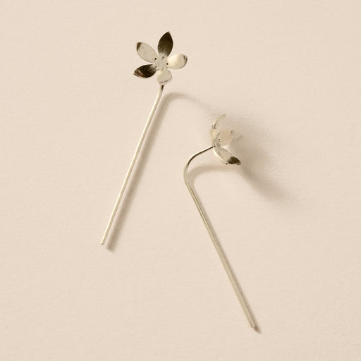 Malli Floral Threader Earrings - Silver