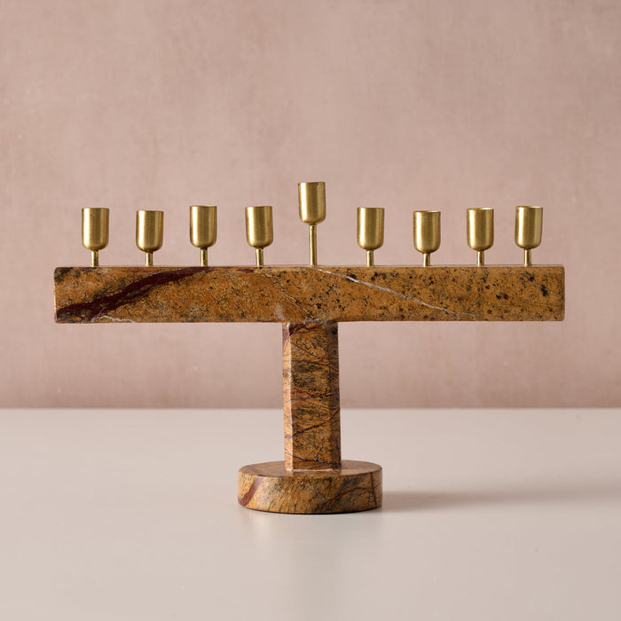 Roshanee Stone and Brass Menorah 2
