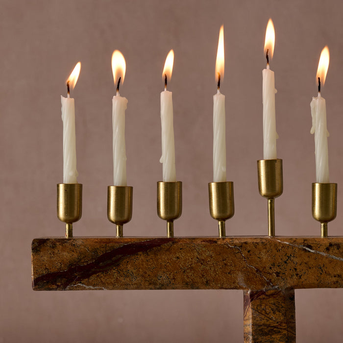 Roshanee Stone and Brass Menorah 3