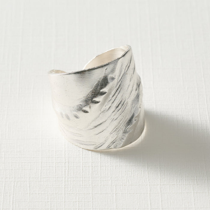 Chauda Silver Hammered Brass Ring 2