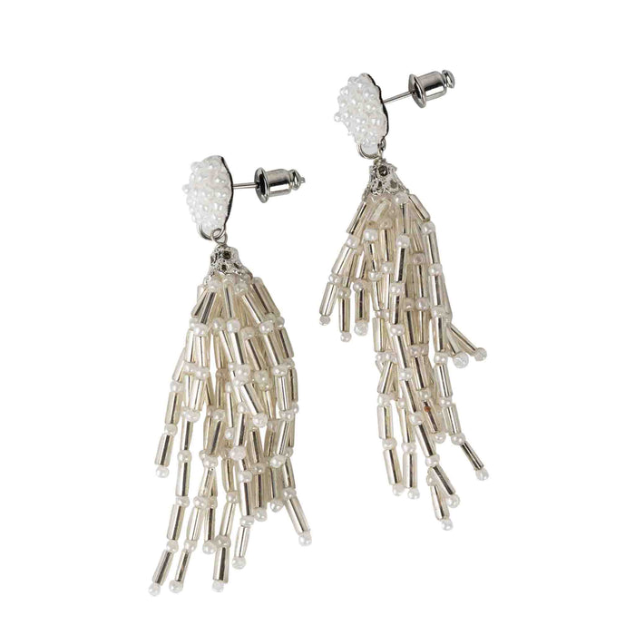 Silver Fringe Dangle Earrings 1