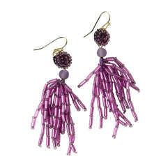 Purple Fringe Dangle Earrings - Default Title (6828910)