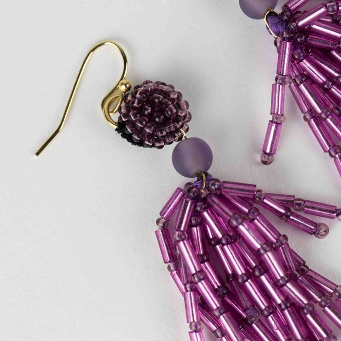 Purple Fringe Dangle Earrings 5