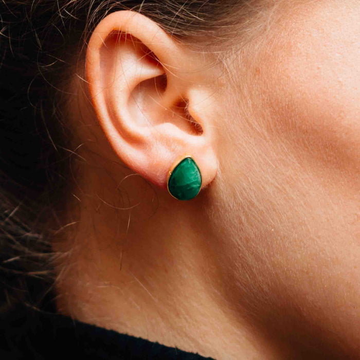 Ansoo Stud Earrings - Green 2