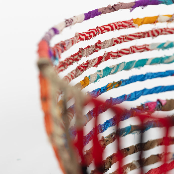 Recycled Sari Wrapped Wire Basket 2