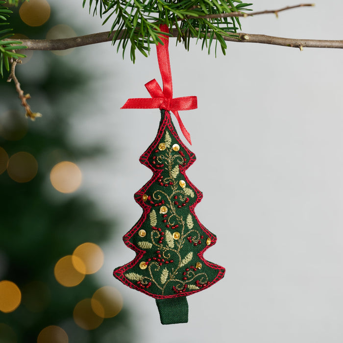 Adorned Christmas Tree Embroidered Ornament 1