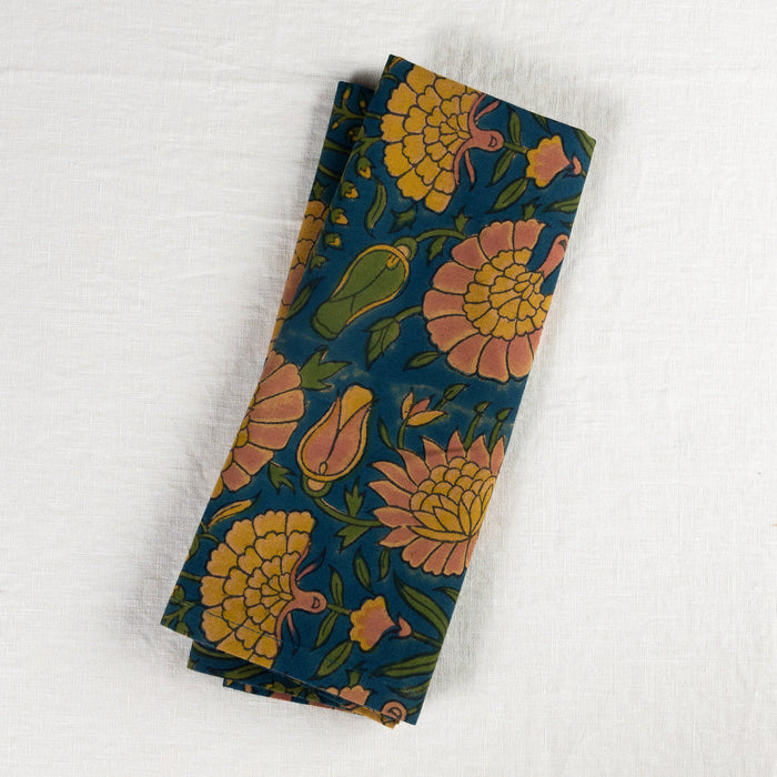 Aanand Floral Cotton Napkin - Teal 2