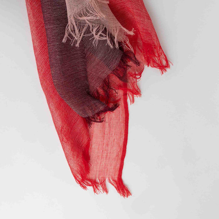 Meera Layered Wool Scarf - Reds 3