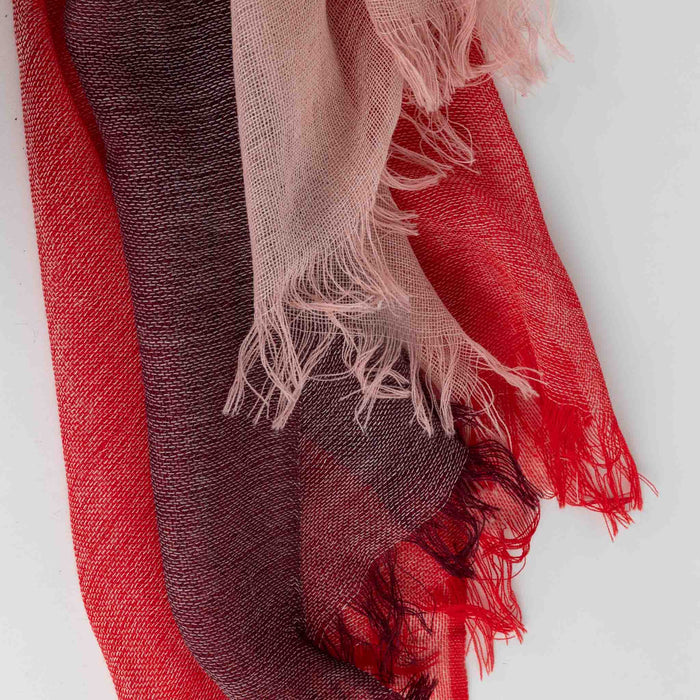 Meera Layered Wool Scarf - Reds 5