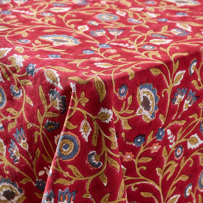 Floral Blooms Red Tablecloth 1