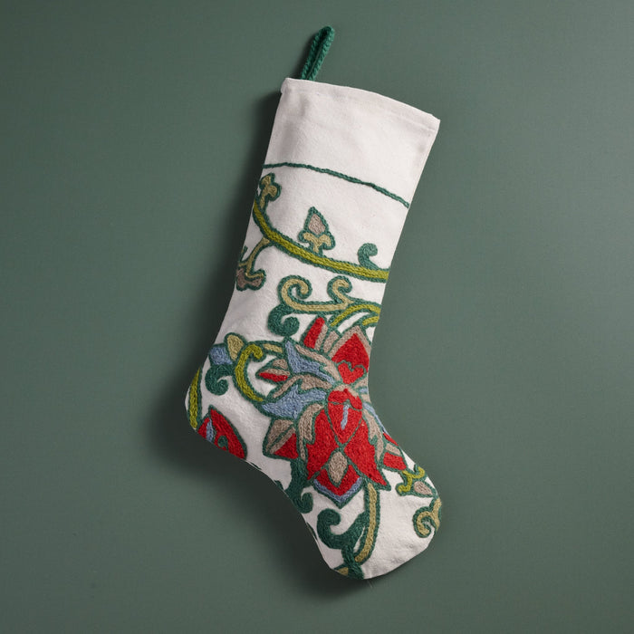 Embroidered Floral Christmas Stocking 1