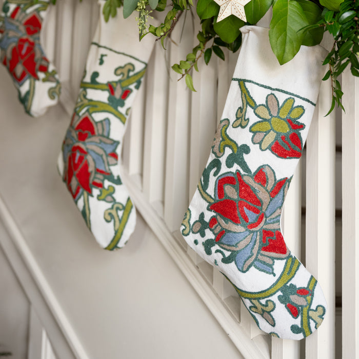 Embroidered Floral Christmas Stocking 3