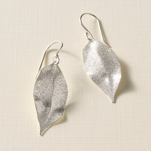 Esha Silver Sparkle Leaf Earrings