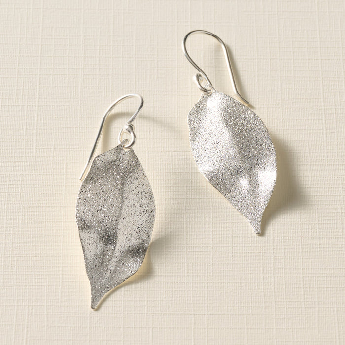 Esha Silver Sparkle Leaf Earrings 1