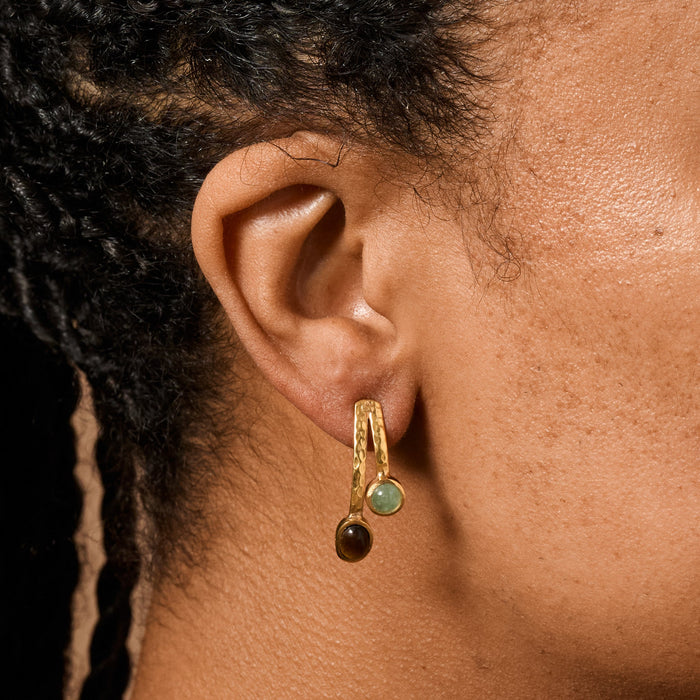 Sanja Tiger + Glass Stone Post Earrings 1