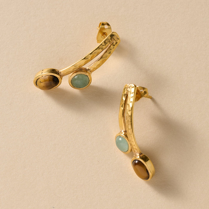 Sanja Tiger + Glass Stone Post Earrings 2