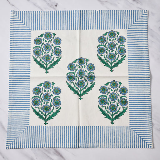 Devika Floral + Stripe Block Print Napkin - Ten Thousand Villages