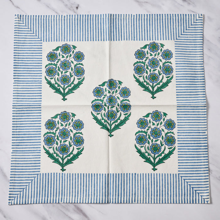 Devika Floral + Stripe Block Print Napkin 2