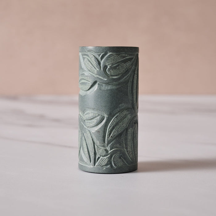 Valli Carved Palewa Stone Salt + Pepper Shakers 3