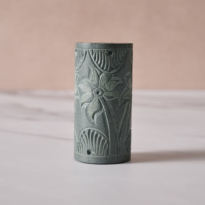 Valli Carved Palewa Stone Salt + Pepper Shakers 4