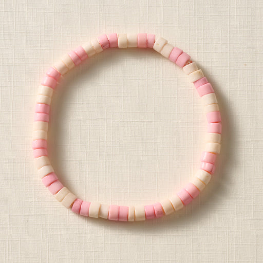 Thota Bone Bead Bracelet - Tan+Pink