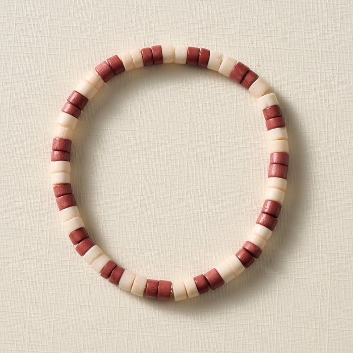 Thota Bone Bead Bracelet - Tan+Brown 1